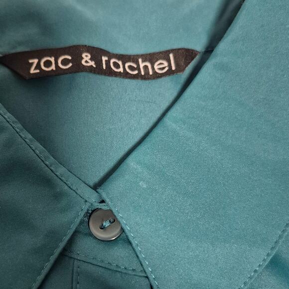 Zac & Rachel Womens Emerald Green Blouse Long-sleeved Small Accordion Stretch - Picture 11 of 15